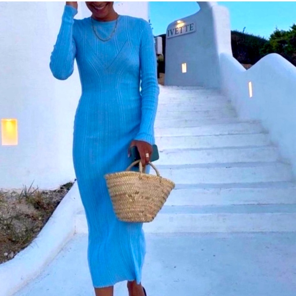🌸Open Back Knit baby blue Dress🌸